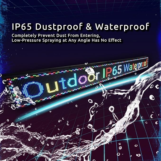 XSGD P10 Scrolling LED Sign WiFi Programmable LED Display, Outdoor IP65 Waterproof Digital Message Display Board, Customizable Neon Sign Open Signs for Business Advertising Store Restaurants 115"X14"