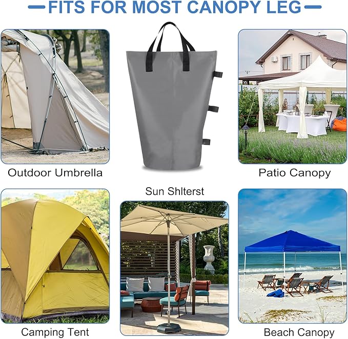PATIKIL Canopy Weight Sand Bags, 4 Pack 112 Lbs Total Extra Large Weights Bags Waterproof Tent Leg Weights Sandbags for Outdoor Canopy Tent Sun Shelter Patio Ladder Gray (18x9")