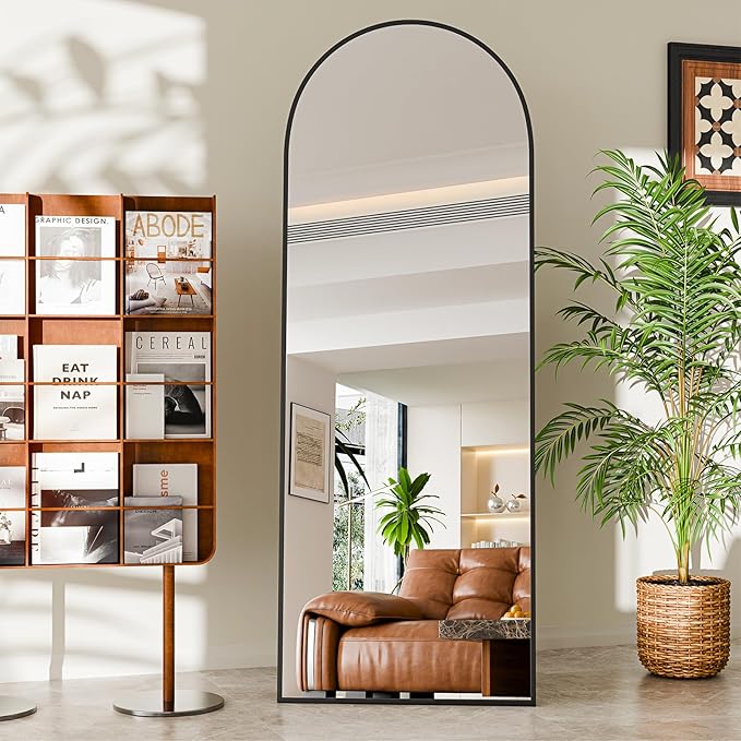 59"x20"Floor Mirror Full Length,Arched Full Length Mirror with Stand,Full Body Mirror,Hanging or Large Leaning for Bedroom Living Room Black