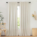 NICETOWN Natural Linen Curtains for Bedroom, Back Tab & Rod Pocket with Pleat Tab Privacy Added Curtains & Drapes with Light Filtering Window Treatments for Living Room, W52 x L95, 2 Panels