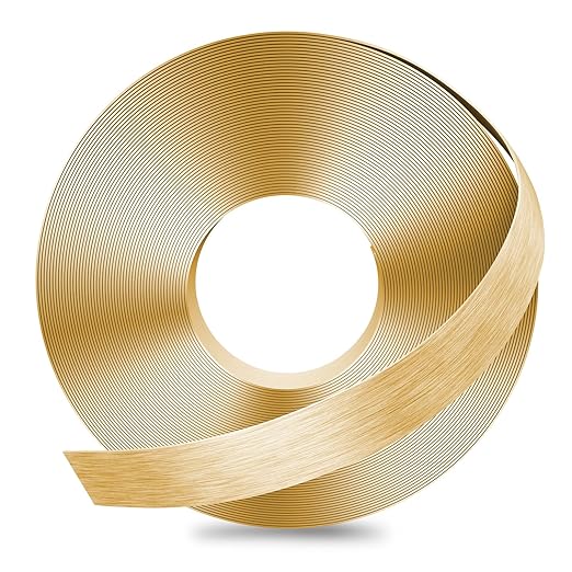 GSCIT Club Gold Edge Banding, 3/4 Inch x 25ft Aluminum Brushed Edge Banding PVC Edge Trim for Cabinet Repair Furniture