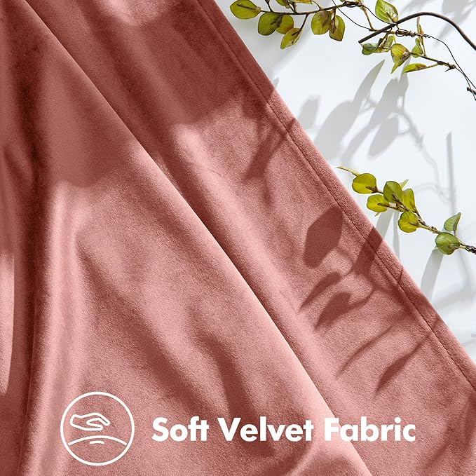 MIULEE Dusty Rose Velvet Curtains 108 inches Long, Pinch Pleated Blackout Drapes with Hooks, Thermal Insulated Pinch Pleat Panels for Bedroom Living Room, 2 Panels