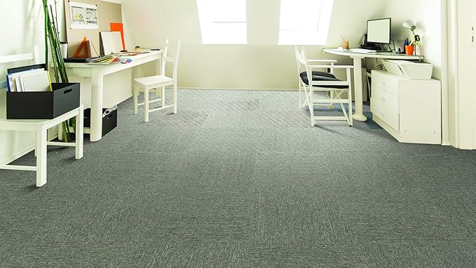 Mohawk Basics 24" x 24" Berber (Loop pile), 0.07" Pile Height, Carpet Tile, PET Fiber, Dime Color, (24 Tiles), (96 sqft/carton)