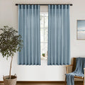 XTMYI Dusty Blue Curtains 63 Inches Long for Bedroom,Light Filtering Country Vintage Hooks Pleated Back Tab Semi Sheer Linen Curtains for Living Room 2 Panels Set,Grey Stone Blue