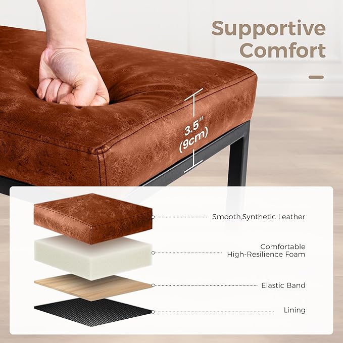 MAISON ARTS Counter Height 24 Inch Bar Stools Set of 4 for Kitchen Counter Backless Modern Barstools Industrial Upholstered Faux Leather Stools Farmhouse Island Chairs, Brown