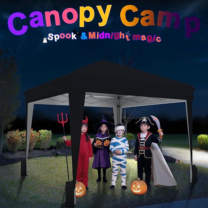 SANWAY 10x10 Pop up Canopy Tent, One-Button, Outdoor Instant Canopy Protable for Events, Camping, Parties, Vendor, Beach Tent - Black