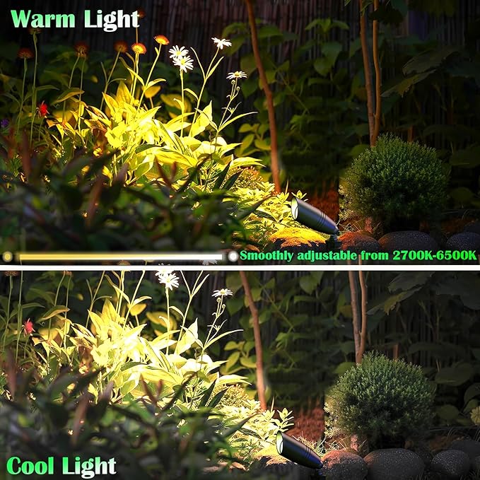 RGB Low Voltage Landscape Lighting Kit, 12 Volt Color Changing Landscape Lights, IP65 Weatherproof Aluminum Outdoor Uplights, Smart Outdoor Spotlights for Tree Lawn