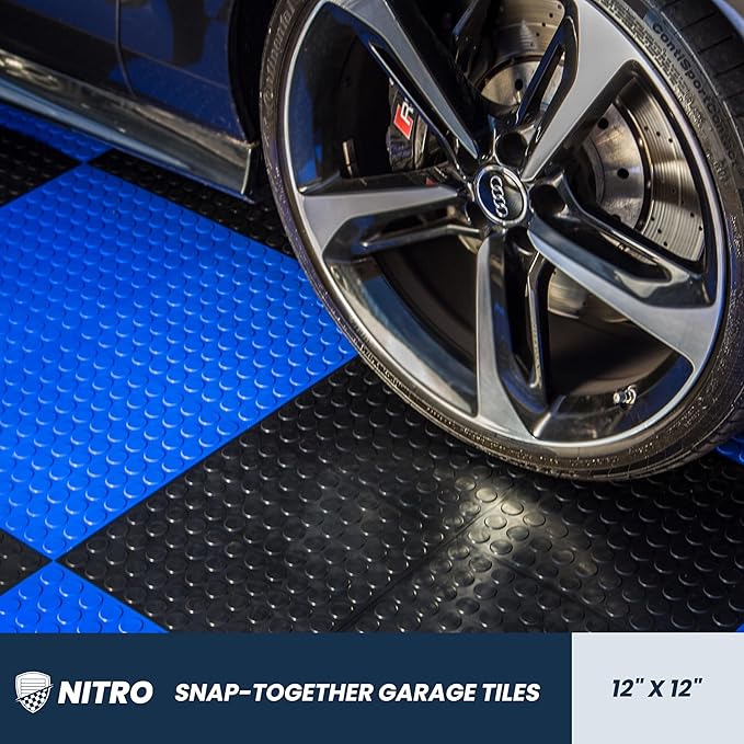 IncStores FlooringInc's Nitro 12"x12" Snap-Together Garage Flooring Tiles, Non-Slip Interlocking Plastic Floor Mat, Garage Organization & Storage, Coin Pattern, Sahara Sand, 52 Tiles, 52 Sq/Ft