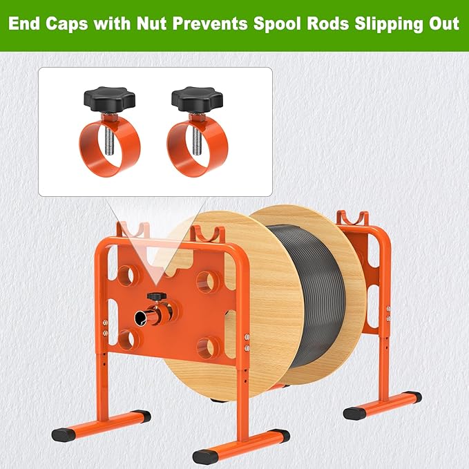 SELEWARE Heavy-Duty Adjustable Wire Dispenser – Professional Welded Steel Wire Spool Rack, Portable Cable Caddy for Spools Up to 33" in Diameter, Supports 800 lbs