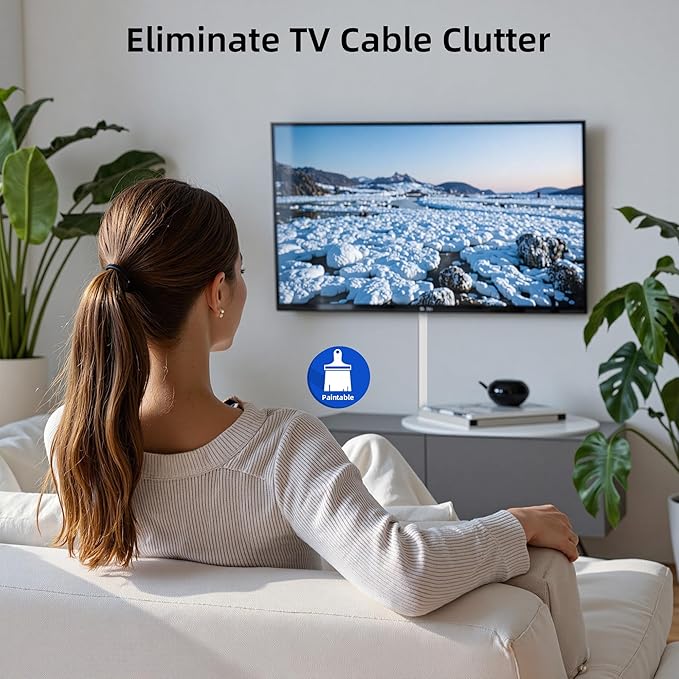Delamu 236in Cord Hider, Cord Covers for 2-3 Wires on Wall, Premium TV Cable Hider, Paintable Wire Hiders Wire Covers for Cords on Wall, Easier Setup Cable Cover Raceway, W0.94 H0.47in, White