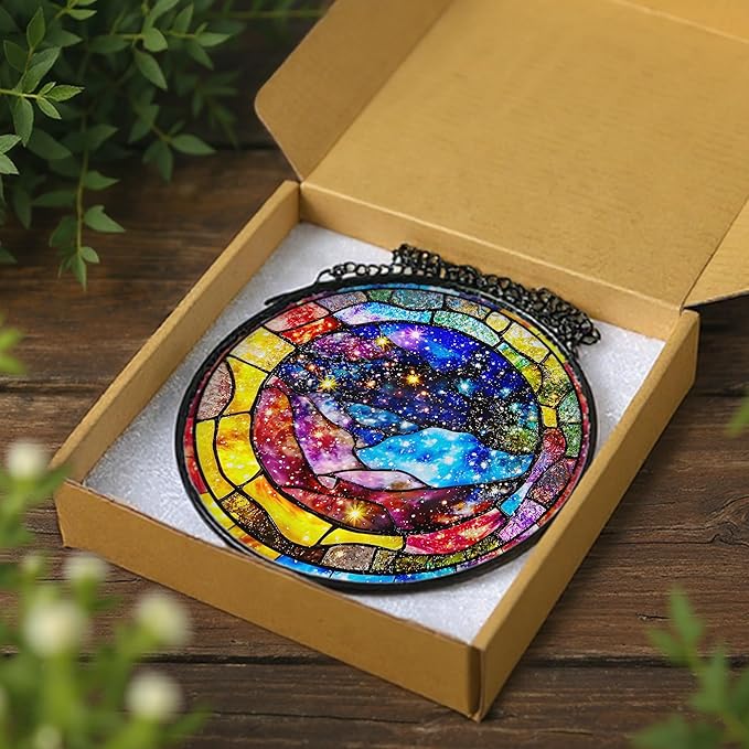 Space Milky Way Ornament, Stained Glass Suncatcher, Stained Glass Window Hanging & Decor, Galaxy Indoor Decor, Christmas Ornament, Gifts for Astronomy Lovers, Sci-Fi Fans, Christmas, Birthday