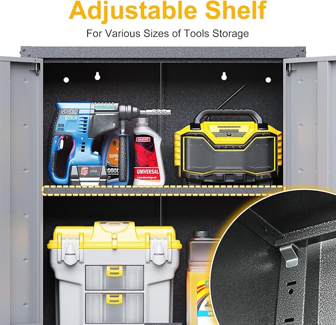 Metal Wall Mounted Cabinet with 2 Lockable Doors & Adjustable Shelf, Hanging Garage Storage Cabinet, Floating Upper Tool Cabinets for Shop, Kitchen, Bathroom (Grey, 30''W x 12''D x 30''H)