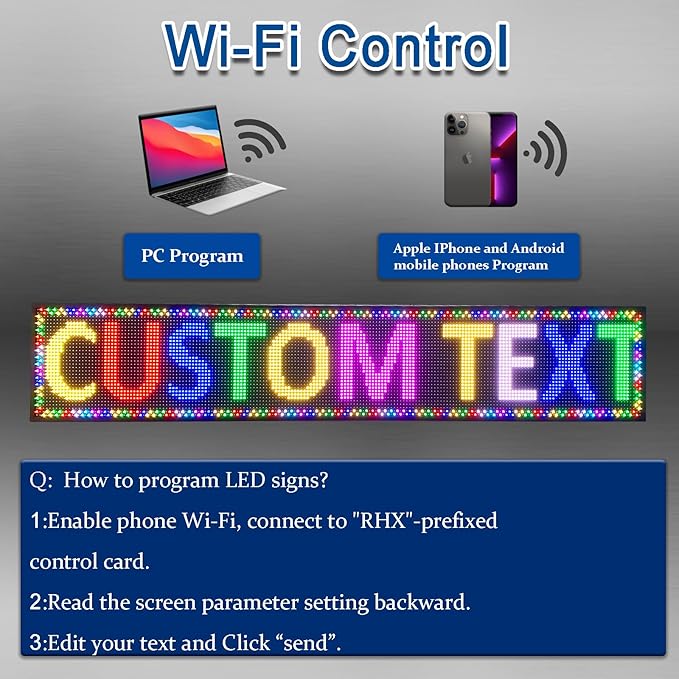 77"x14" P10 Outdoor Waterproof LED Digital Sign – Commercial Advertising Screen with Remote Content Management, HD Display for Zoos, Resorts, Gas Stations, Hotels, Events & Outdoor Promotions