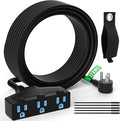 Outdoor Extension Cord 20 Ft with 3 Outlets, 12/3 SJTW 3 Prong Grounded Power Cord, 12 Gauge 12AWG Heavy Duty Power Cable, ETL Listed, 15 Amp 125 V 1875 W-Multiple Outlets for Indoor/Outdoor-Black