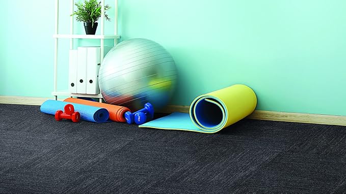 Mohawk Elite 24" x 24" Berber (Loop pile), 0.08" Pile Height, Carpet Tile, Nylon Fiber, Ebony Color, (24 Tiles), (96 sqft/carton)