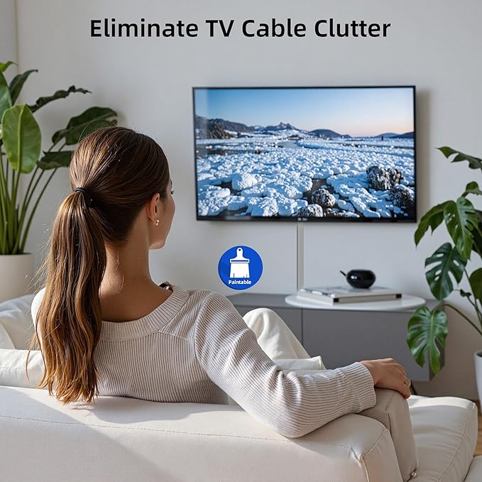 Delamu 142in Grey Cord Hider Cable Hider, Cord Covers for 2-3 Wires on Wall, Premium Wire Hiders Wire Covers for Cords on Wall, Easier Setup TV Cable Cover Management Kit, W0.94 H0.47in, Grey