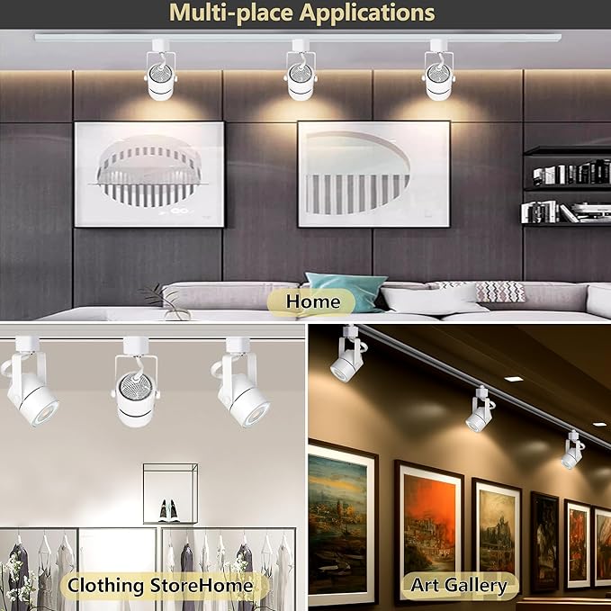 White 8PCS LED Track Lighting with Advanced Replaceable GU10 Bulbs, Switchable 3CCT(3000K/4000K/6000K) and Dimmable Brightness(20%-100%), Versatile Ceiling Spotlight Fixtures for Any Space
