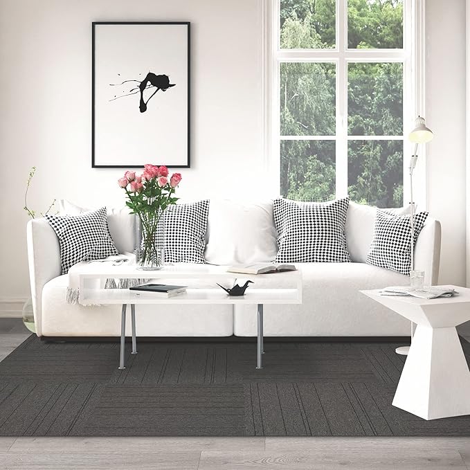 Mohawk Basics 24" x 24" Berber (Loop pile), 0.07" Pile Height, Carpet Tile, PET Fiber, Iron Color, (24 Tiles), (96 sqft/carton)