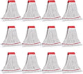 Matthew Cleaning Commercial Mop Head Replacement, 5 Inch Wide Headband, Looped End Cotton Blend String Wet Mops for Floor Cleaning, 18 oz Medium, Case Pack 12 Pcs White