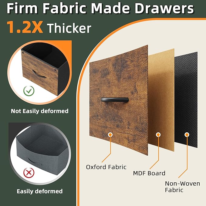4 Drawer Lateral File Cabinet, Mobile Filing Cabinet for Large Printer, Home Office Functional Small Office Storage Cabinet & Printer Stand, Fits Letter/A4, 30.4'', Rustic Brown