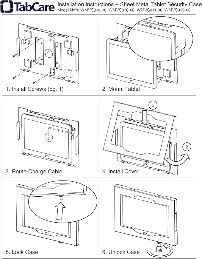 TABcare Locking Anti-Theft Metal Case for Samsung Galaxy TAB 8" 8.4" Tablet for Kiosk, POS, Store, Show Display, Time Clock (TAB E 8.0, White)