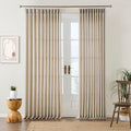 Beige Sheer Pinch Pleated Curtains 105 Inches Long 2 Panels,Back Tab Pleated Drapes Hooks Thick Linen Textured Boho Farmhouse Curtain for Dining Bedroom 70 Inch Wide Each Panel