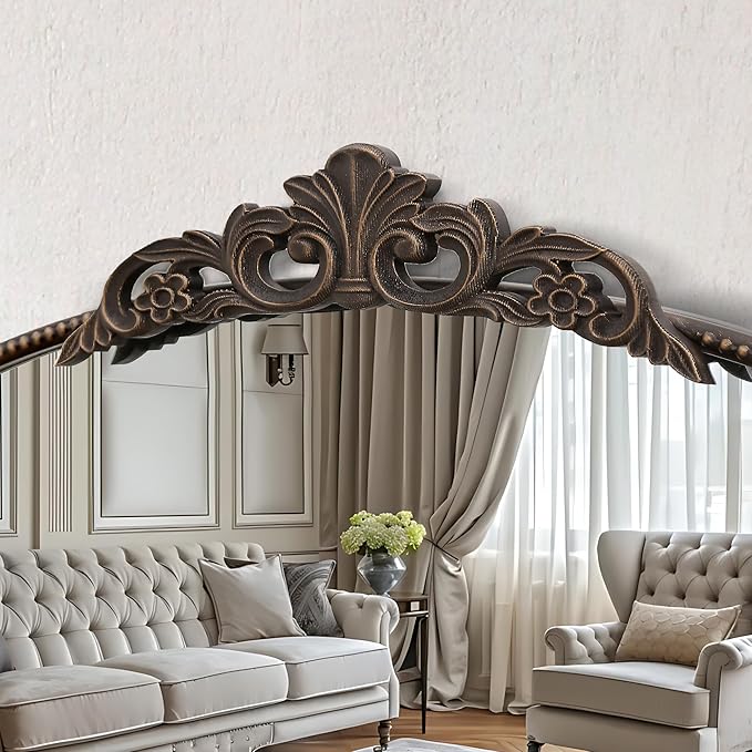 Micasso Vintage Arch Bronze Mirror: 31"x 19" French Baroque Antique Mirror - Traditional Ornate Decorative Mirrors for Wall/Bathroom/Entryway/Hallway - Home Decor for Living Room
