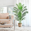 Artificial Palm Tree 6FT Artificia Plants Indoor Fake Trees Tropical Fake Plam Tree Areca Floor Plant in Black Pot with 18 Trunks & Real Bark Design Faux Palm Plant for Outdoor Home Room Decor