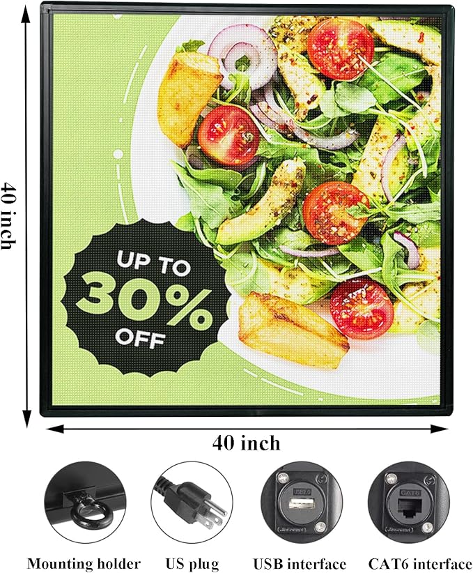 P6 Outdoor Full Color 40'' x 40'' Scrolling LED Display Digital Signage For HD images and HD Video led Sign Electronic Message Board With High Brightness For Store Advertising