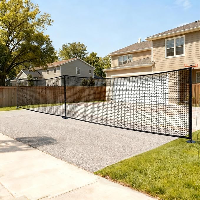 Driveway Guard Barricade Net - HDPE 5FT High 31/41FT Sizes 7.9inch Spiral Stakes 200% Anti-Tear with Middle Support Foldable Hook Prevents Kids & Toys Falling