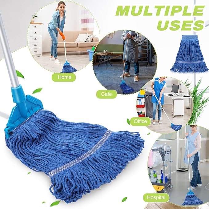 20 Pieces Commercial Mop Head Bulk Replacement Floor Cleaning Refills Heavy Duty Commercial Wet Mop Heads for Home Industrial Cleaning