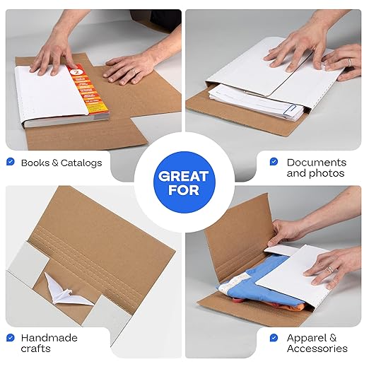 White Mailing Boxes 12"x10.5"x2", Pack of 75, USA-Made - Strong, Easy to Fold Cardboard Boxes for Secure Storage, Shipping and Moving - Water-Resistant and Snug Fit Cardboard Mailers by IDL Packaging