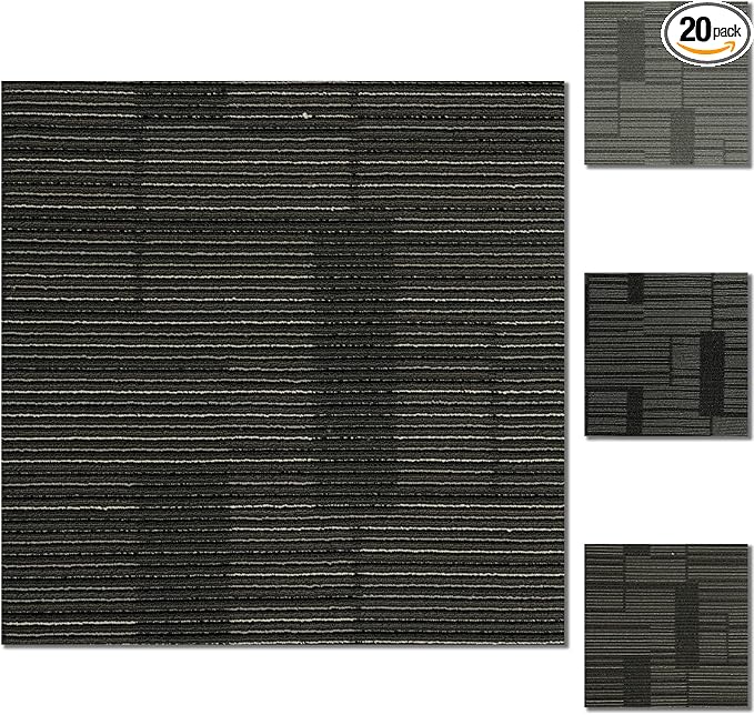 24" x 24" Self-Adhesive Carpet Tiles, 20 Pack Peel and Stick Carpet Squares for Indoor Flooring, Non-Slip Squares Carpet Floor Tile for Basement, Bedroom, Office, Easy DIY Installation
