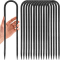 12 in 12 Pack Trampoline Stakes, U Shaped Trampoline Anchors High Wind Heavy Duty, Trampoline Anchor Kit, Steel Stakes for Trampolines, Outdoor Canopies, Camping Tents, Football Goal, Black