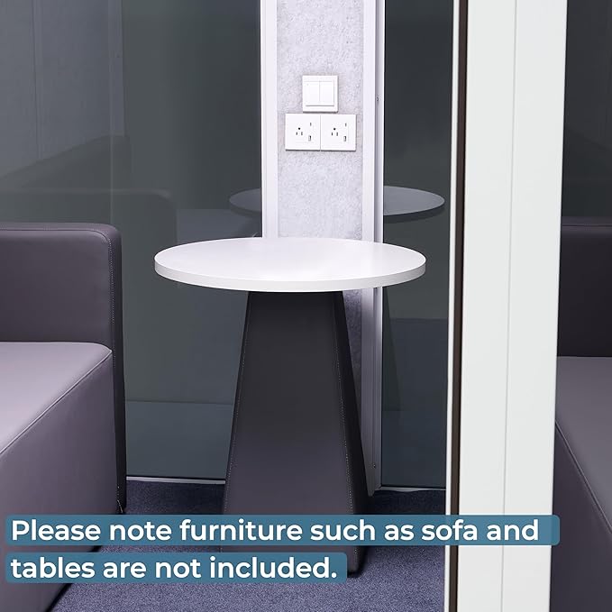 Office Pod, Sound Pod, Large Space SoundProof Office Pod for 8 People, Sound Booth Mobile Roller, LED Lighting, Centrifugal Fans and AC USB Ports X Large for 8 Persons White/Smoked Glass