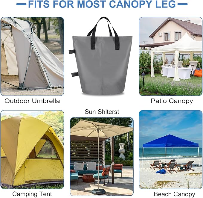 PATIKIL Canopy Weight Sand Bags, 4 Pack 110 Lbs Total Extra Large Weights Bags Waterproof Tent Leg Weights Sandbags for Outdoor Canopy Tent Sun Shelter Patio Ladder Gray (14x9")