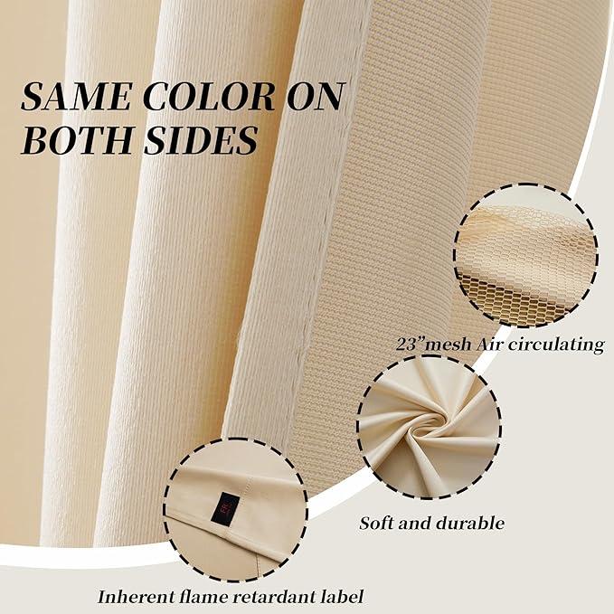 12ft Wide x 8ft Tall Hospital Curtains with Grommet for Hospital Medical Clinic SPA Lab Curtain Room Divider Privacy Screen (Beige, 1 Panel)
