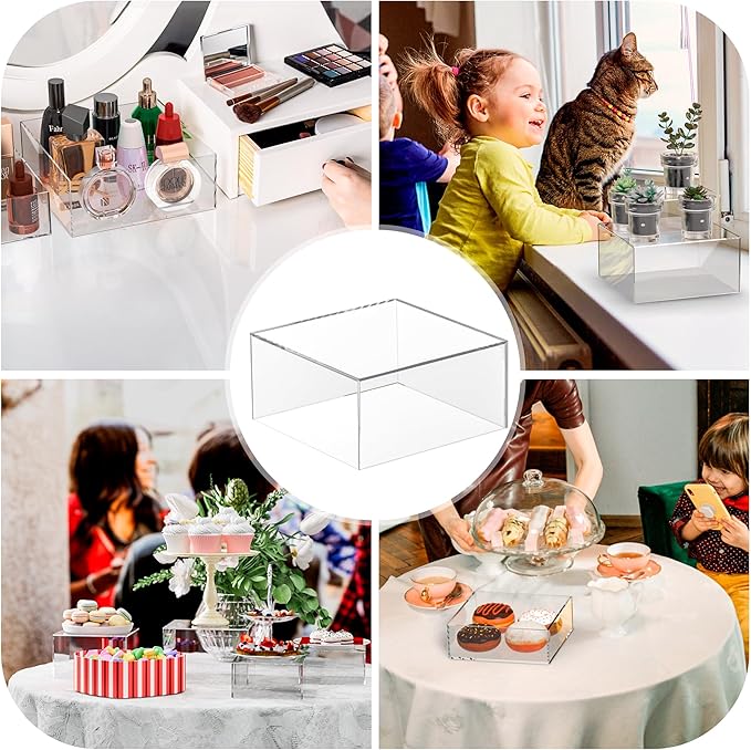 Acrylic Dessert Stand,Buffet Risers, Food Risers, Multi-Purpose Cake Stand for Parties, Weddings, Birthdays, Catering, Jewelry, Collectibles (Clear, 6"x7"x8")