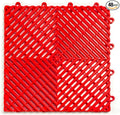 RaceDeck Free-Flow Open Rib Self-Draining Design, Durable Copolymer Plastic Interlocking Modular Garage Flooring Tile (Red, 48 Pack of 12 x 12" Tiles)