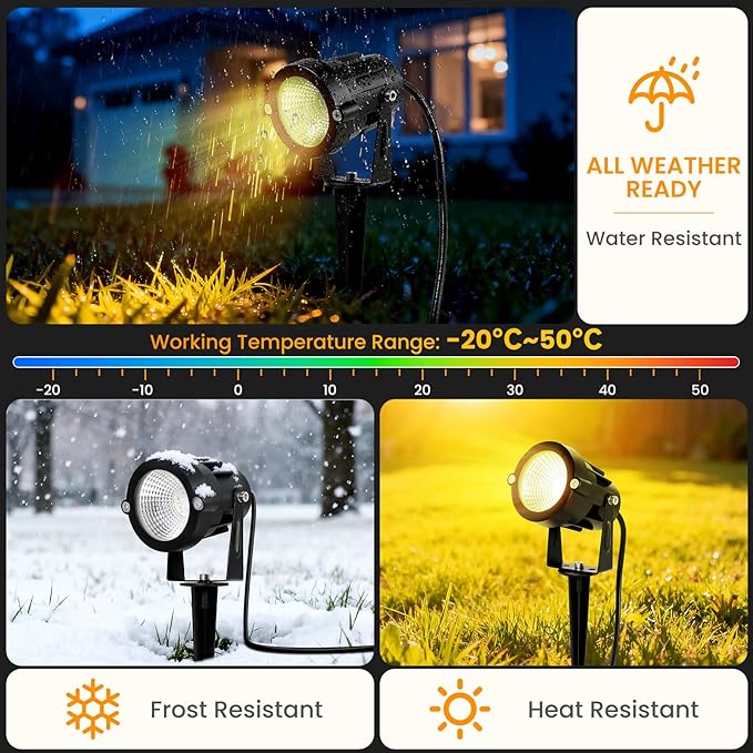 RGBW Christmas Spotlight Outdoor: 16 Color Changing Landscape Lighting with Remotes 120V Plug in Waterproof Holiday LED Spot Light for Yard Garden Tree Path House Décor, 2 Pack (RGB + Warm Light)