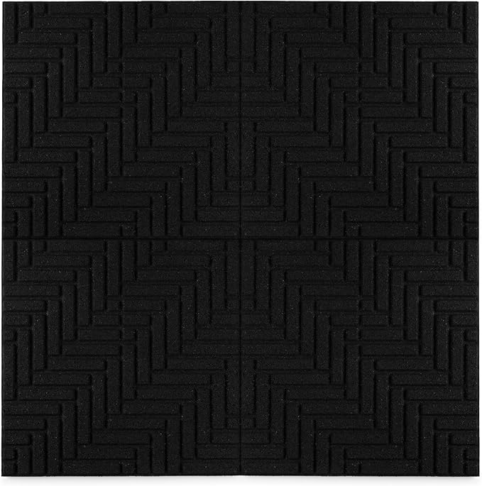 Playsafer Herringbone Rubber Interlocking Tiles | 16 X 16 | Easy Install for Indoor and Outdoor Use (Black, 1 Tile)