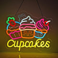 Cupcakes Neon Sign, Cupcakes Neon Lights Hanging Wall Art Decoration for Bakery Cafe Business Service Home Shop/Truck, USB Powered Ultra Bright Dimmable, 14.17×12.6 inches