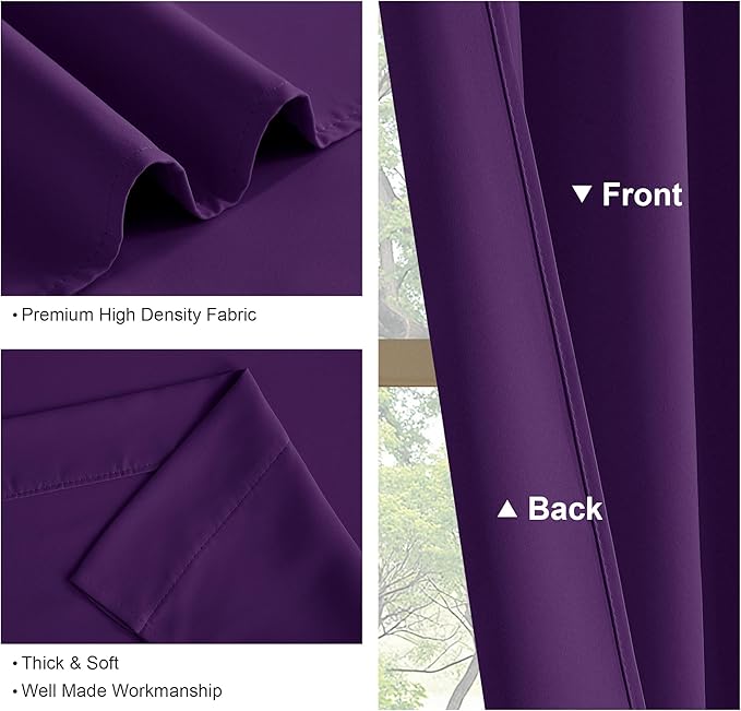 PONY DANCE Blackout Window Curtains - Energy Saving Thermal Insulated Blackout Curtains/Window Coverings with Rod Pocket Living Room Home Decoration, 42 W x 72 L, Royal Purple, 2 Panels