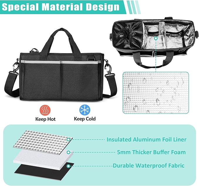 Trunab Water Bottle Carrier with Drawstring Buckle, 32/40 oz Cup Holder Bag with Detachable Divider, 3 Cup Carrier with Adjustable Shoulder Strap