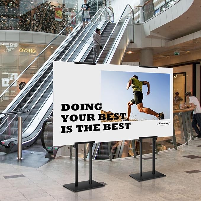 DISPLAYSWORKER Poster Stand for Display,Double Sided Banner Floor Stand with heavy duty Metal Base, Adjustable Pedestal Signage Up to 78 inches for Board & Foam Sign (Double-Pole)