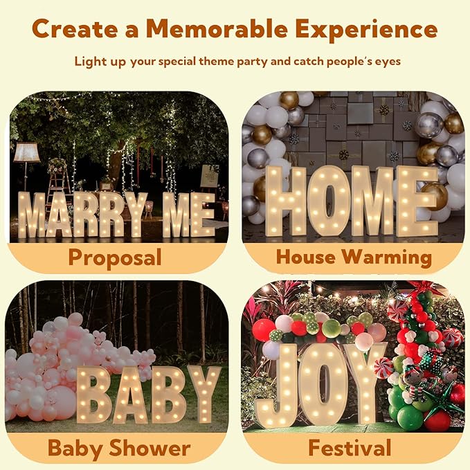 imprsv 3FT Marquee Letters, Mosaic Light Up Letters for Birthday Baby Shower Wedding Engagement Party Backdrop Decor, Large Marquee F for Party Decorations