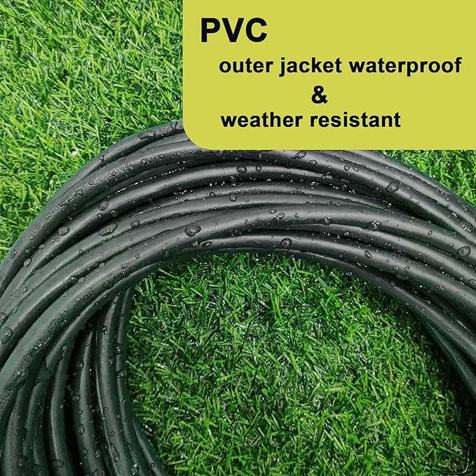 50 Ft Indoor Outdoor Black Extension Cord, 16/3 SJTW Heavy Duty Water-Resistant, 3 Prong Grounded Plug Power Cord for Home Appliance, Lights and Lawn, 13A 1625W, UL Listed