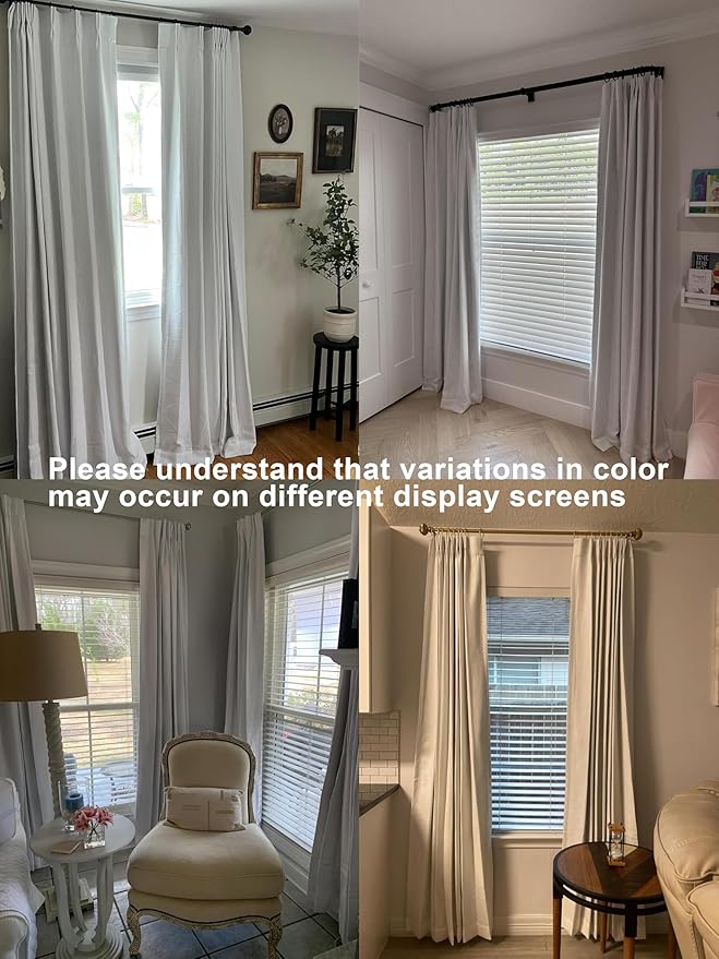 Vision Home White Pinch Pleated Full Blackout Curtains 60 inch Wide Thermal Insulated Window Panels 108 inch for Bedroom Living Room Darkening Pinch Pleat Drapes with Hooks Back Tab 9 FT 60"Wx108"Lx1