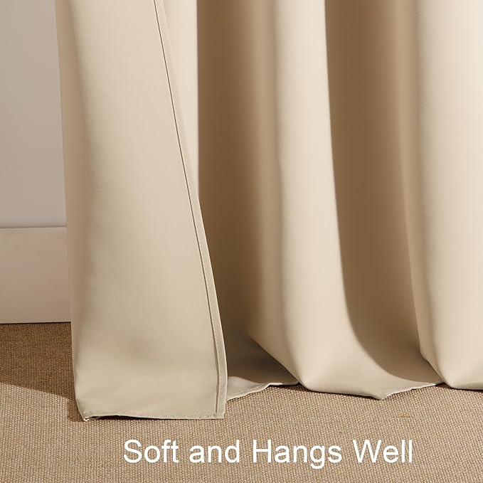 PONY DANCE Short Window Curtains for Kitchen 30 inch Long, 2 Panels Set Half Window Drape for Bedroom Basement, Blackout Small Curtains for Travel Trailers, Width 42 x Length 30 inches, Biscotti Beige
