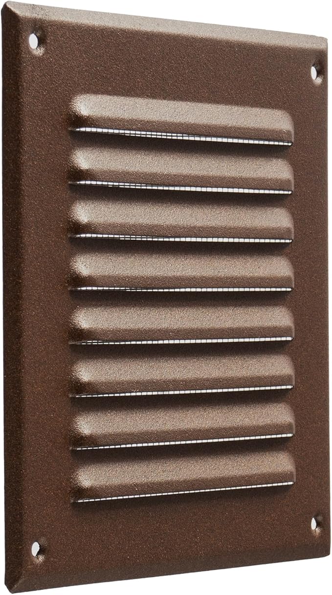 Vent Systems - 5 x 5 Inch (Inner) Pack of 2 Brown Metal Square Soffit Air Vent Grille Cover, Register Vent Deflector Louver Built-in Mesh HVAC for Bathroom Home Office Kitchen 6.5" x 6.5" (Outer)